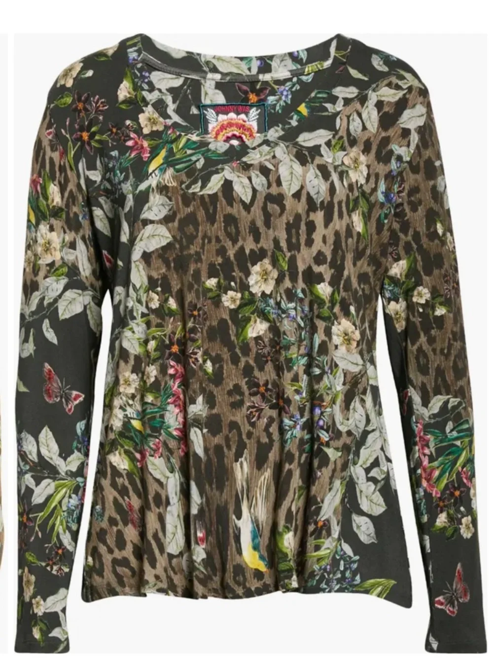 Johnny Was Ash Bird Floral Print Top Size L - Picture 9 of 16